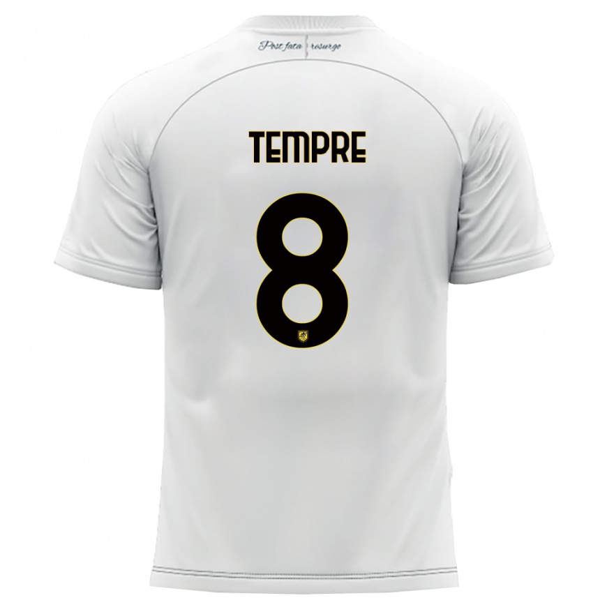 נשים כדורגל Domenico Tempre #8 לבן צהוב הרחק ג'רזי 2025/26