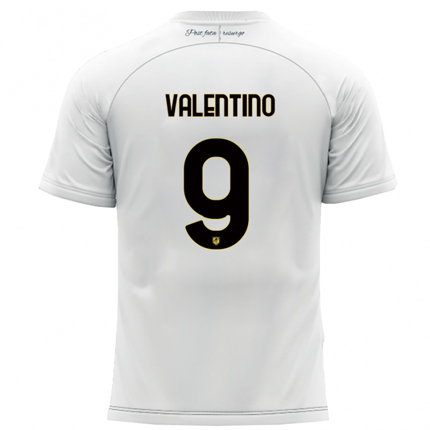 נשים כדורגל Antonio Valentino #9 לבן צהוב הרחק ג'רזי 2025/26