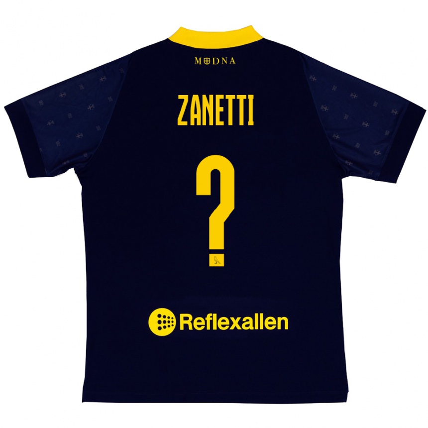 נשים כדורגל Matteo Zanetti #0 כחול נייבי צהוב הרחק ג'רזי 2025/26