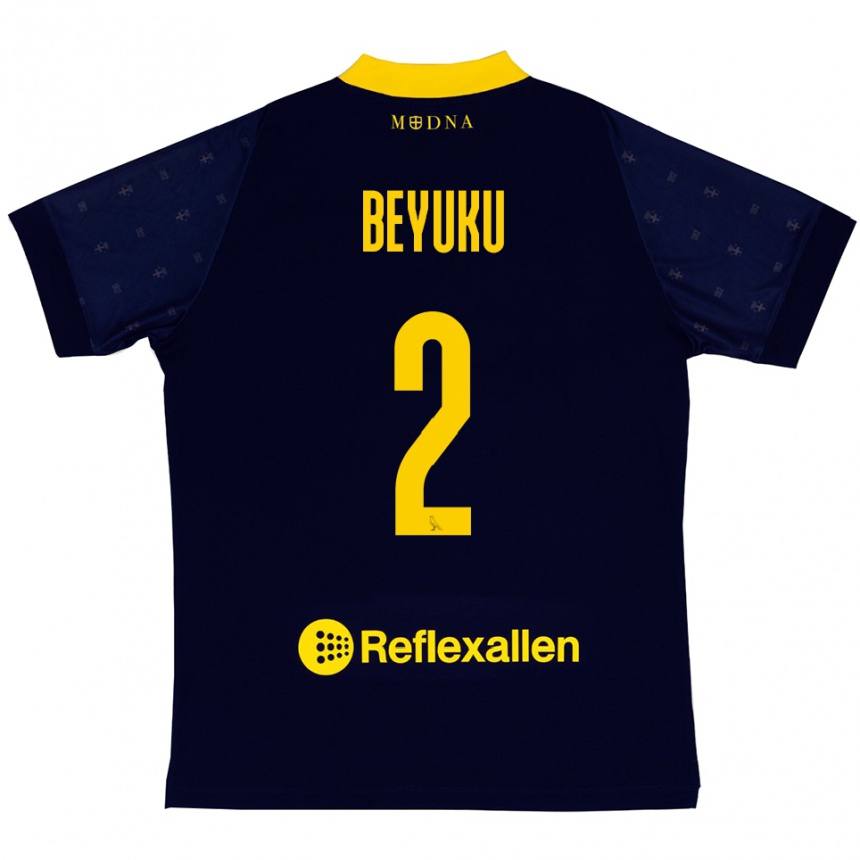 נשים כדורגל Gady Beyuku #2 כחול נייבי צהוב הרחק ג'רזי 2025/26