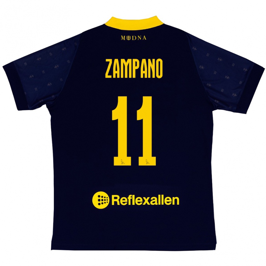 נשים כדורגל פרנצ'סקו זמפנו #11 כחול נייבי צהוב הרחק ג'רזי 2025/26