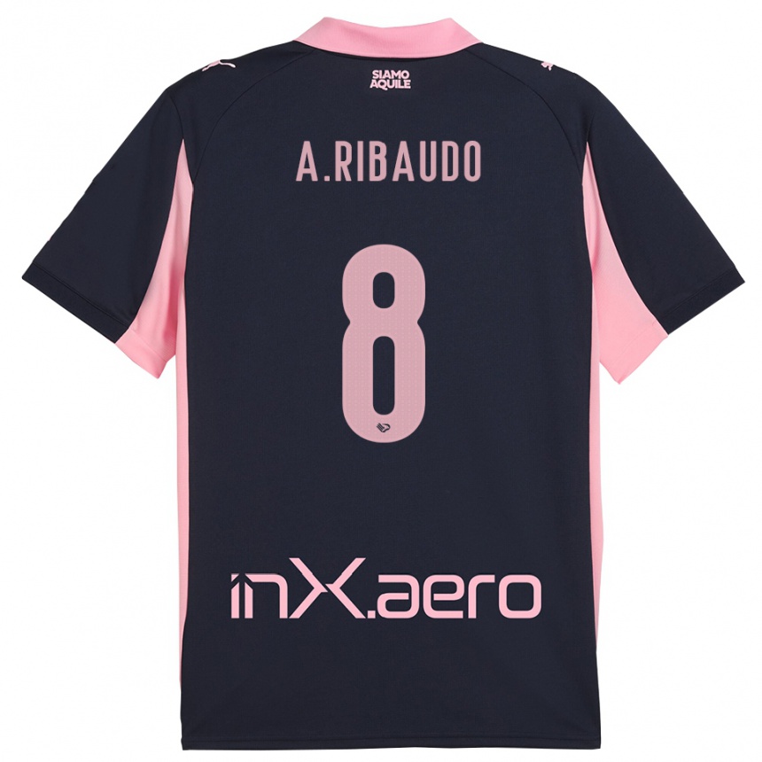 נשים כדורגל Alessandro Ribaudo #8 כחול נייבי ורוד הרחק ג'רזי 2025/26