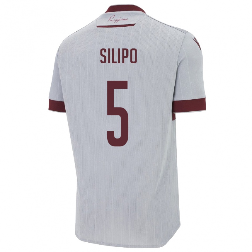 נשים כדורגל Alessandro Silipo #5 בורגונדי לבן הרחק ג'רזי 2025/26