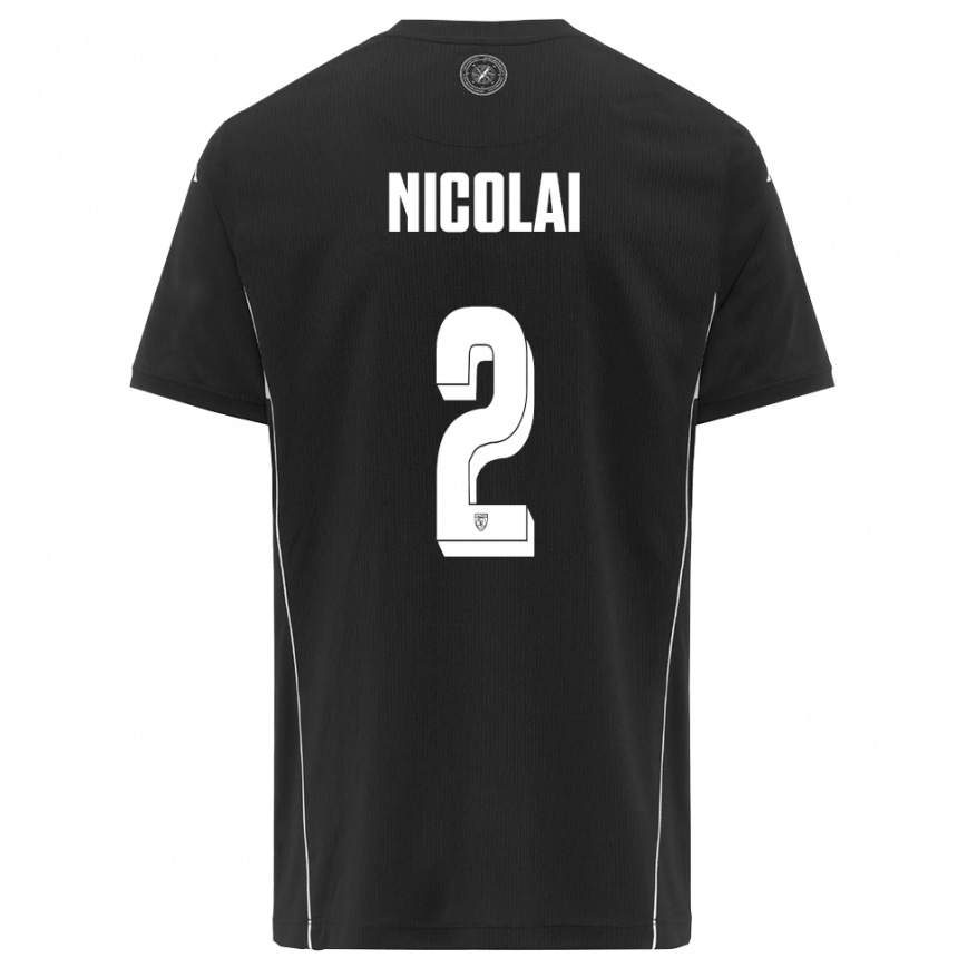 נשים כדורגל Gabriele Nicolai #2 שחור לבן הרחק ג'רזי 2025/26