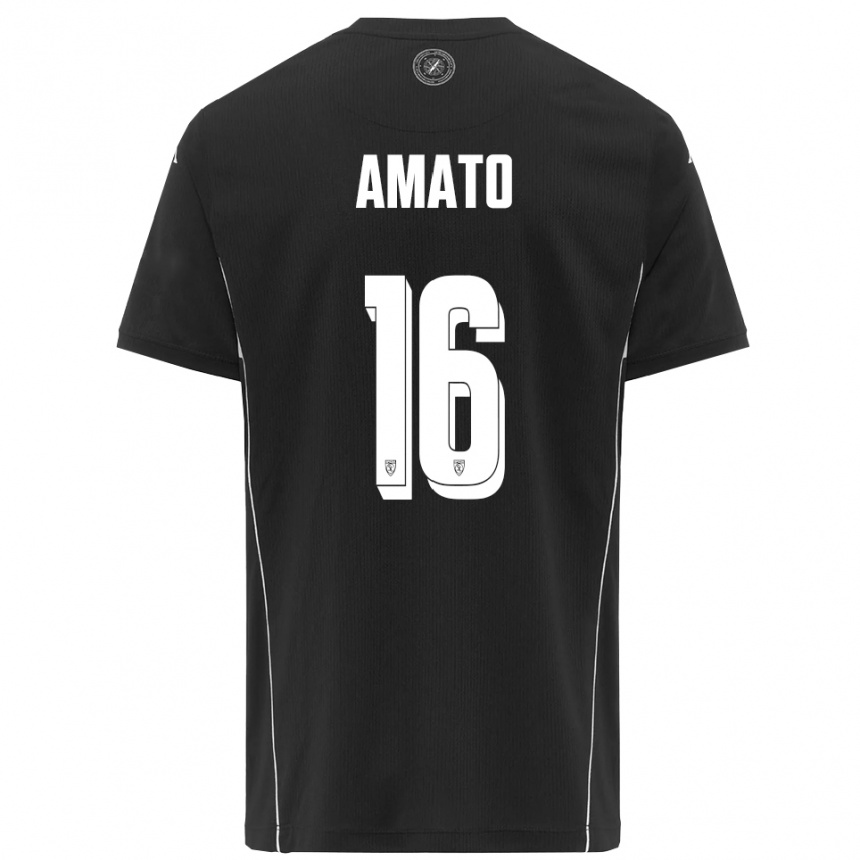 נשים כדורגל Salvatore Amato #16 שחור לבן הרחק ג'רזי 2025/26