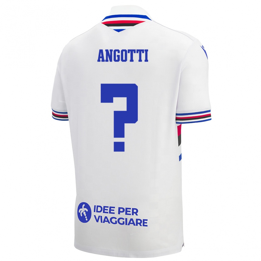 נשים כדורגל Mattia Angotti #0 לבן כחול אדום הרחק ג'רזי 2025/26