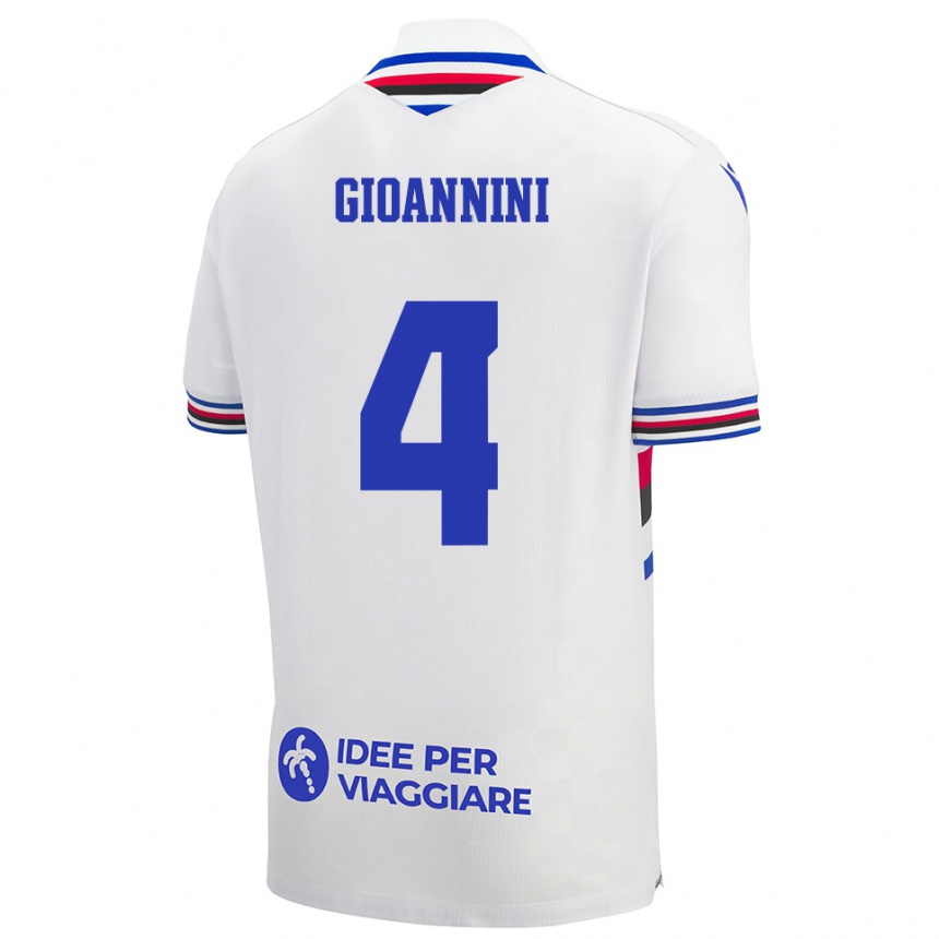 נשים כדורגל מטאו ג׳יואניני #4 לבן כחול אדום הרחק ג'רזי 2025/26