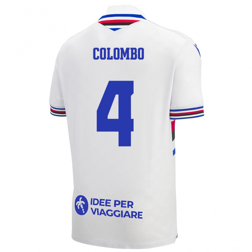 נשים כדורגל Sofia Colombo #4 לבן כחול אדום הרחק ג'רזי 2025/26