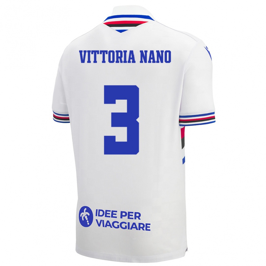 נשים כדורגל Maria Vittoria Nano #3 לבן כחול אדום הרחק ג'רזי 2025/26