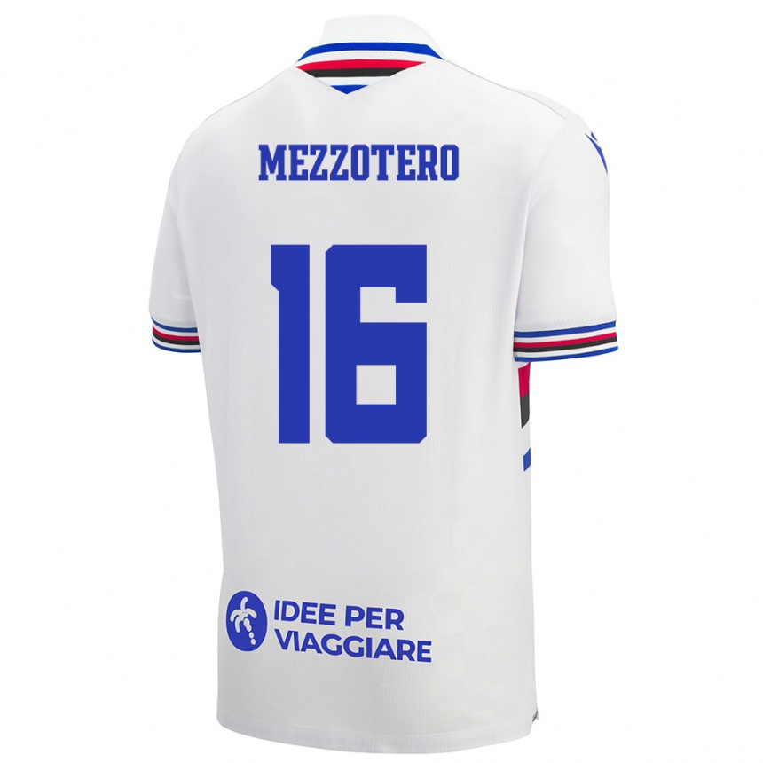 נשים כדורגל לורנזו מזוטרו #16 לבן כחול אדום הרחק ג'רזי 2025/26