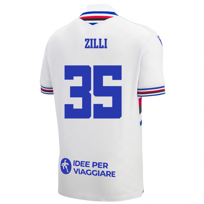 נשים כדורגל Elisa Zilli #35 לבן כחול אדום הרחק ג'רזי 2025/26