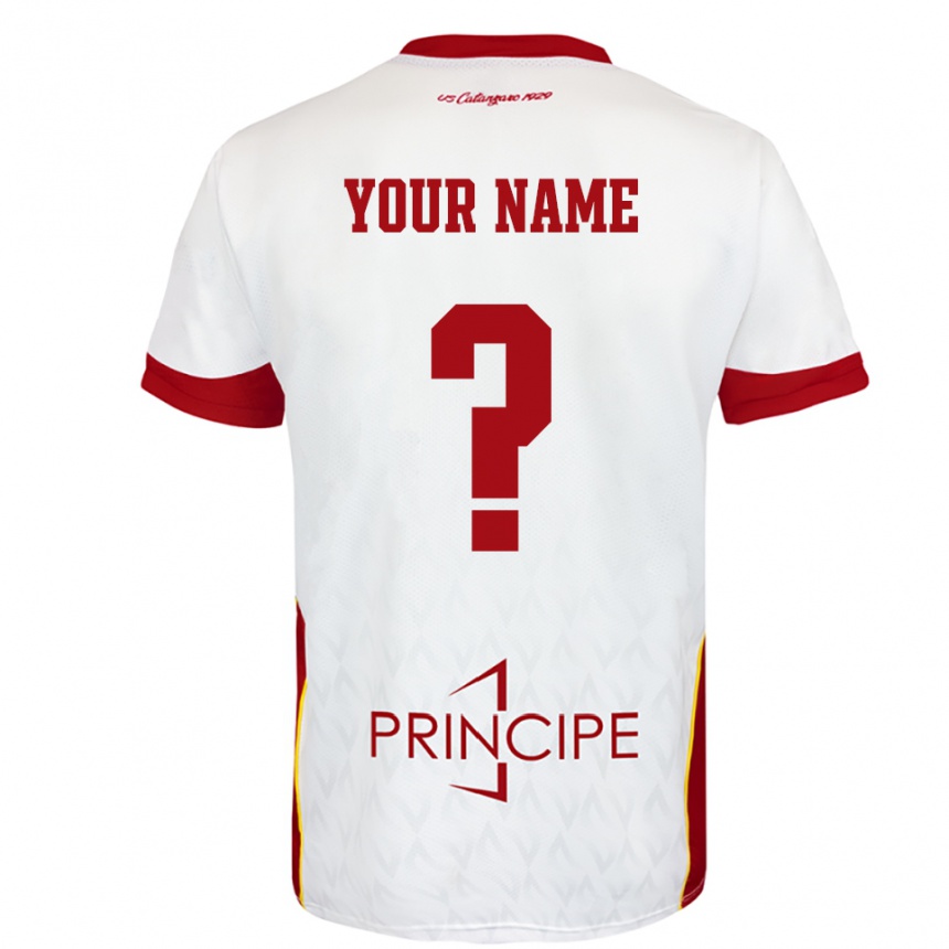 נשים כדורגל השם שלך #0 לבן אדום הרחק ג'רזי 2025/26