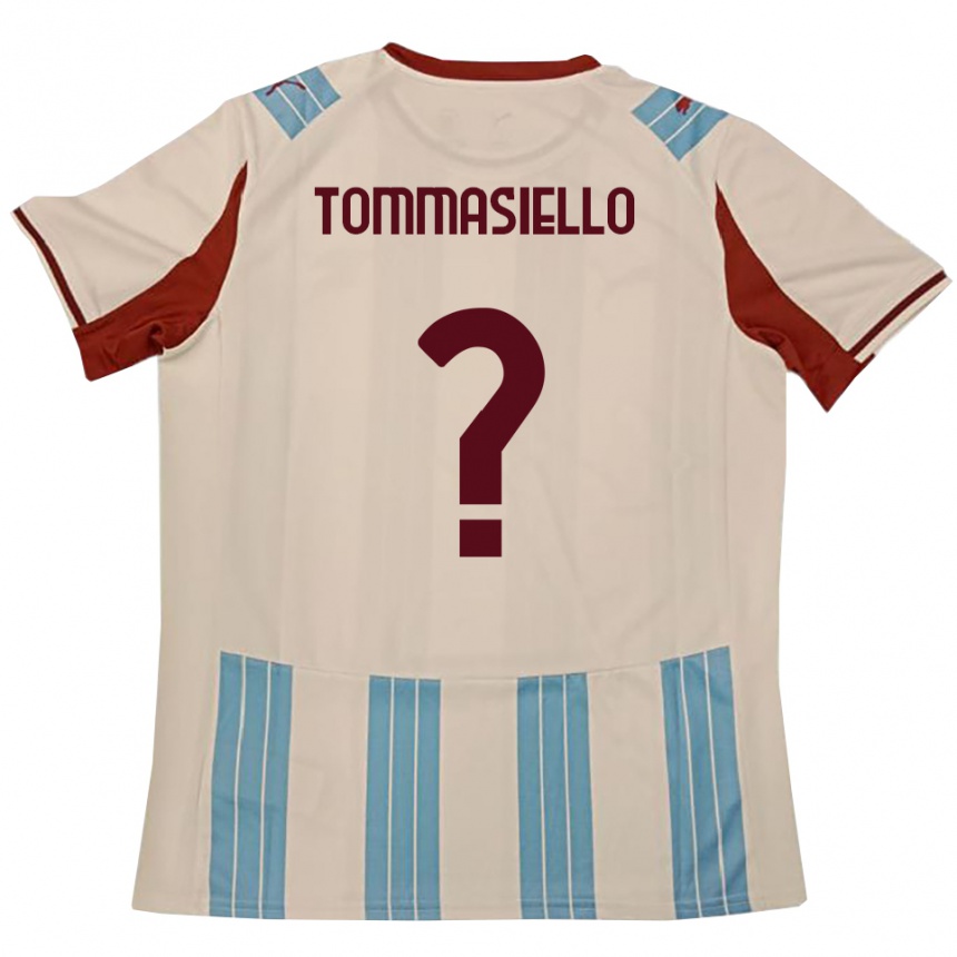 נשים כדורגל Francesco Tommasiello #0 תכלת לבן הרחק ג'רזי 2025/26 נשים כדורגל Francesco Tommasiello #0 תכלת לבן הרחק ג'רזי 2025/26