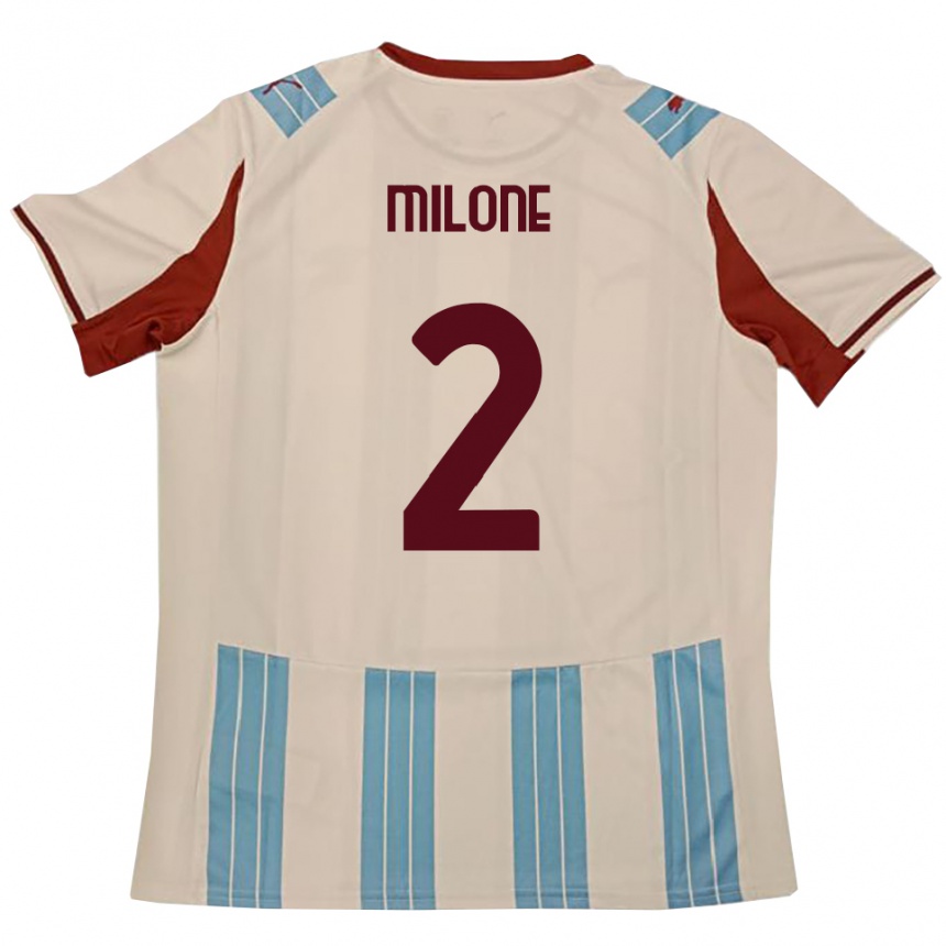 נשים כדורגל Gabriele Milone #2 תכלת לבן הרחק ג'רזי 2025/26