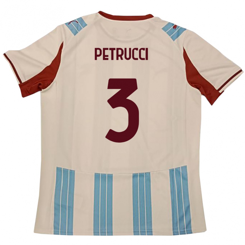 נשים כדורגל Francesco Petrucci #3 תכלת לבן הרחק ג'רזי 2025/26