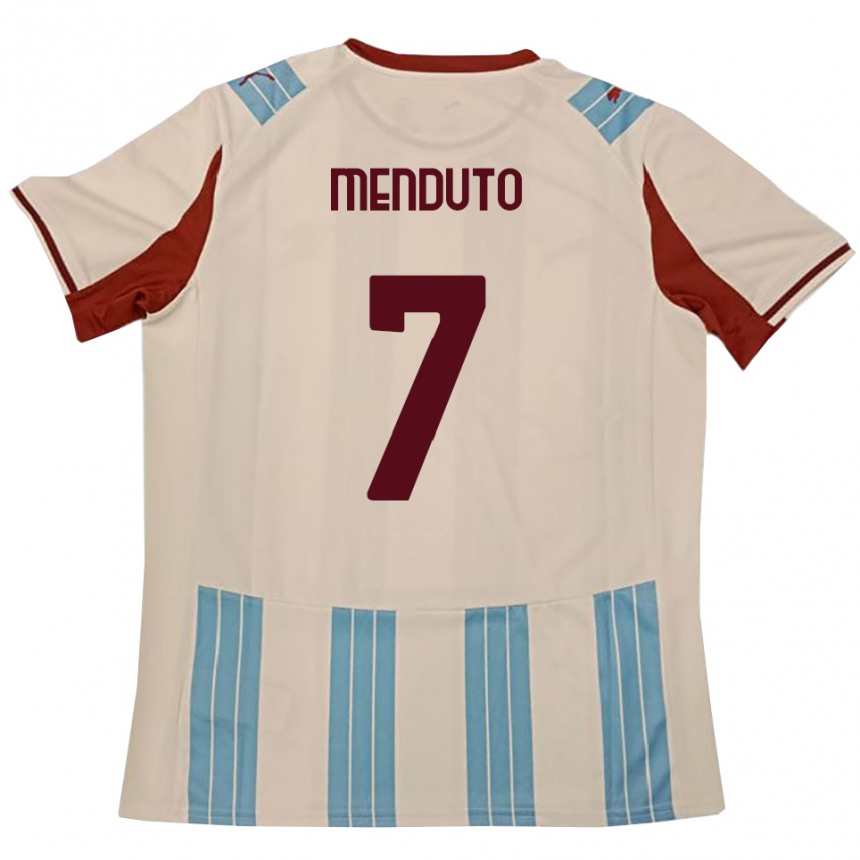 נשים כדורגל Walter Menduto #7 תכלת לבן הרחק ג'רזי 2025/26