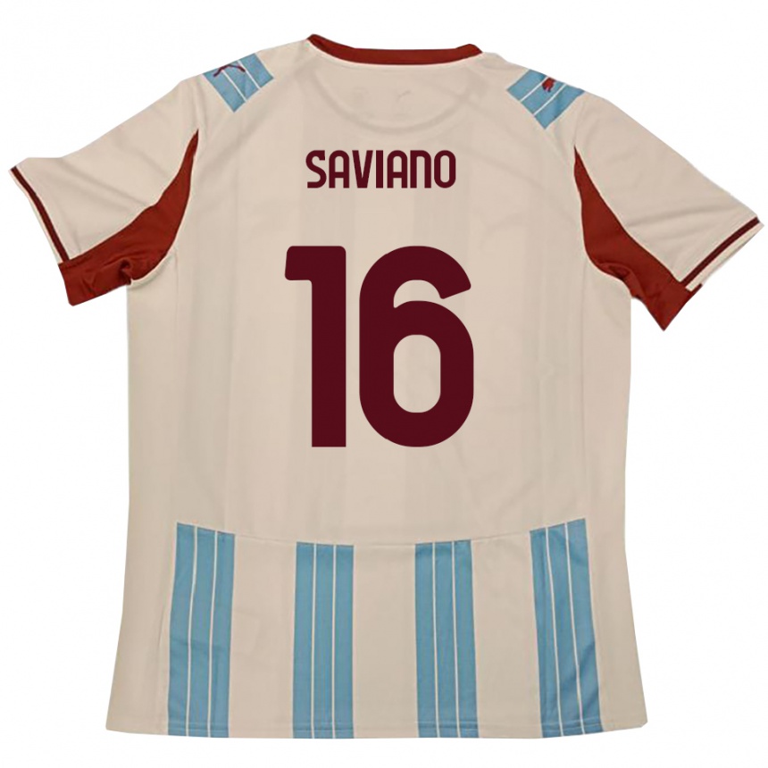 נשים כדורגל Gianpaolo Saviano #16 תכלת לבן הרחק ג'רזי 2025/26 נשים כדורגל Gianpaolo Saviano #16 תכלת לבן הרחק ג'רזי 2025/26