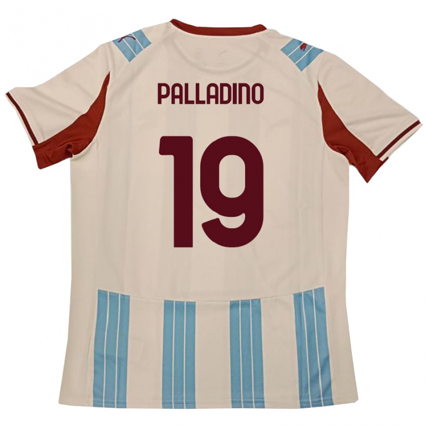 נשים כדורגל Alfonso Palladino #19 תכלת לבן הרחק ג'רזי 2025/26