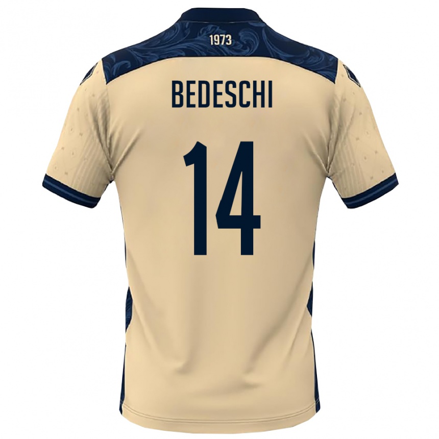 נשים כדורגל Davide Bedeschi #14 לבן כחול נייבי הרחק ג'רזי 2025/26