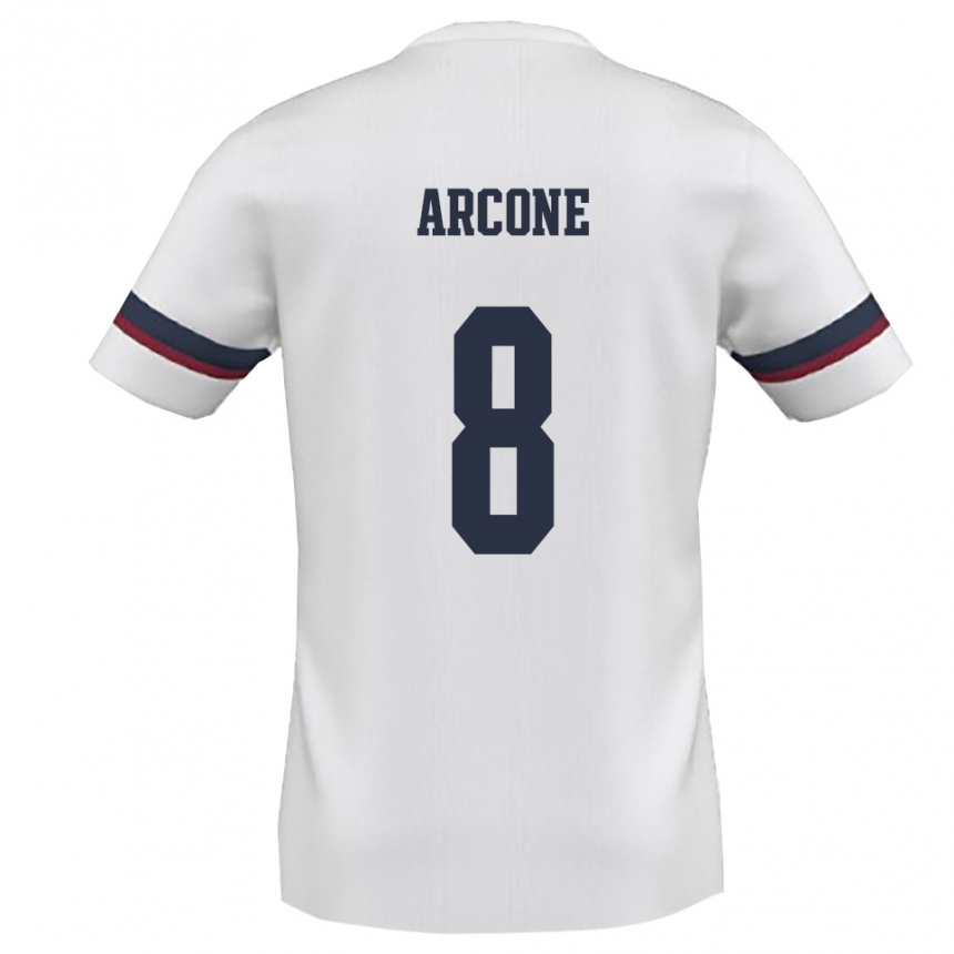 נשים כדורגל Paolo Arcone #8 לבן אדום הרחק ג'רזי 2025/26