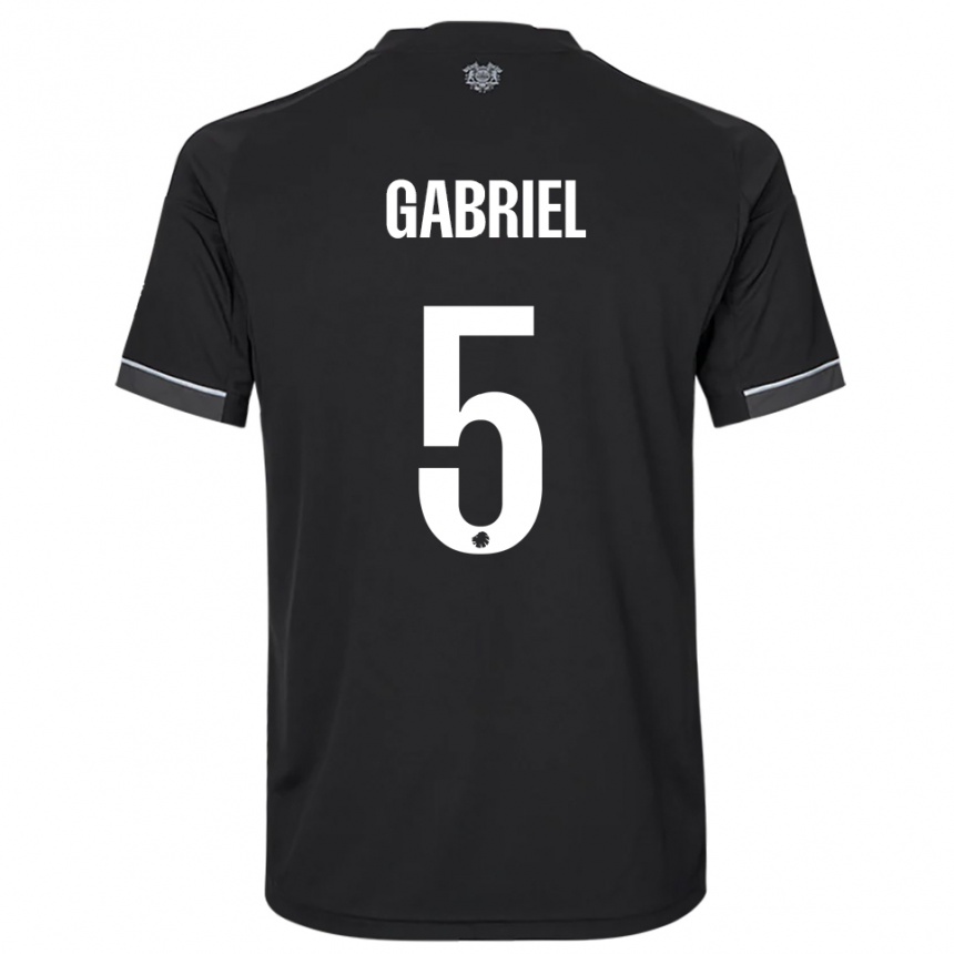 נשים כדורגל גבריאל פריירה #5 שחור לבן הרחק ג'רזי 2025/26