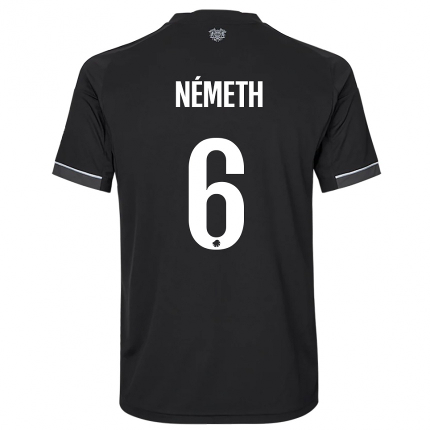 נשים כדורגל Hunor Németh #6 שחור לבן הרחק ג'רזי 2025/26