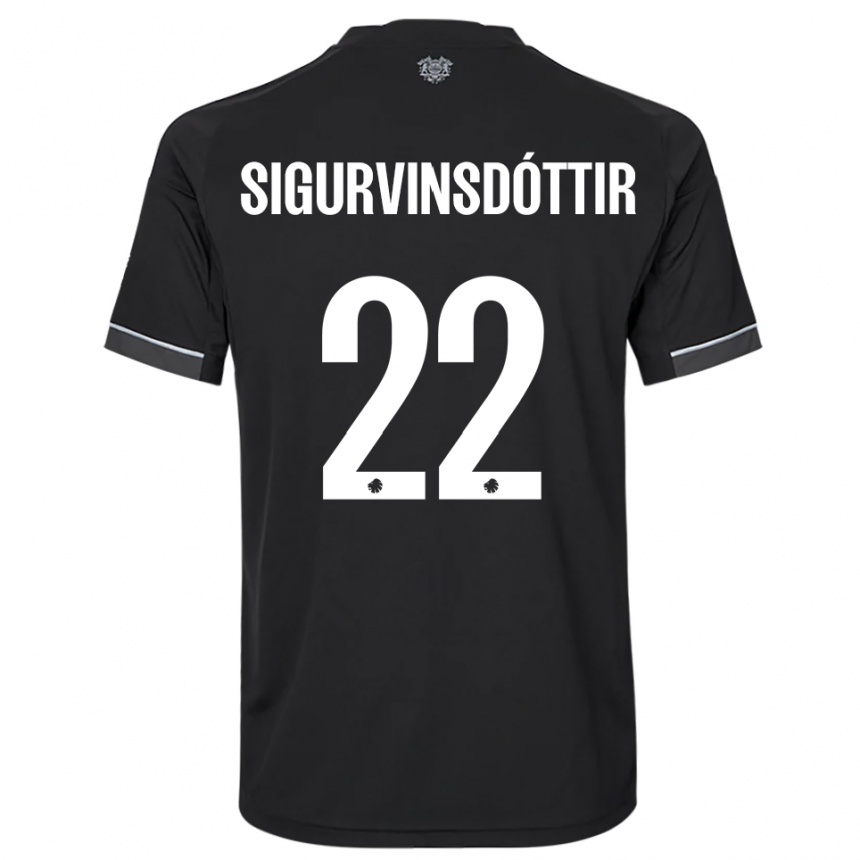 נשים כדורגל Sunneva Sigurvinsdóttir #22 שחור לבן הרחק ג'רזי 2025/26