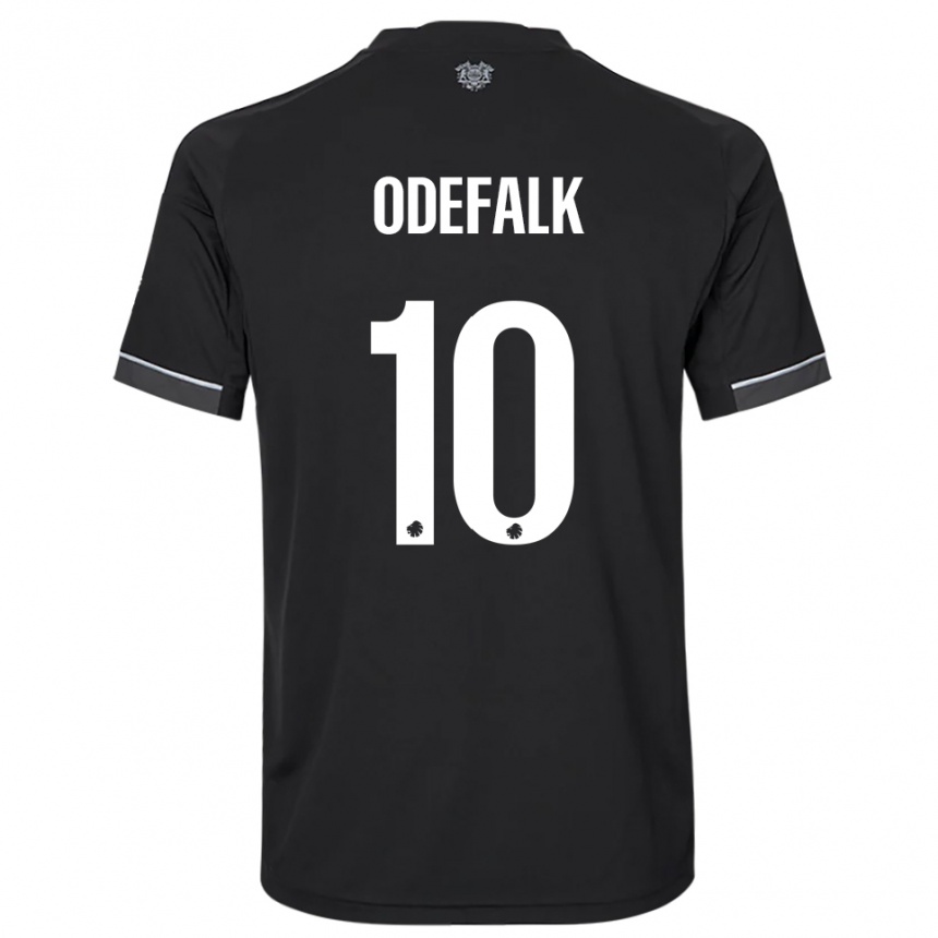 נשים כדורגל Alexander Odefalk #10 שחור לבן הרחק ג'רזי 2025/26