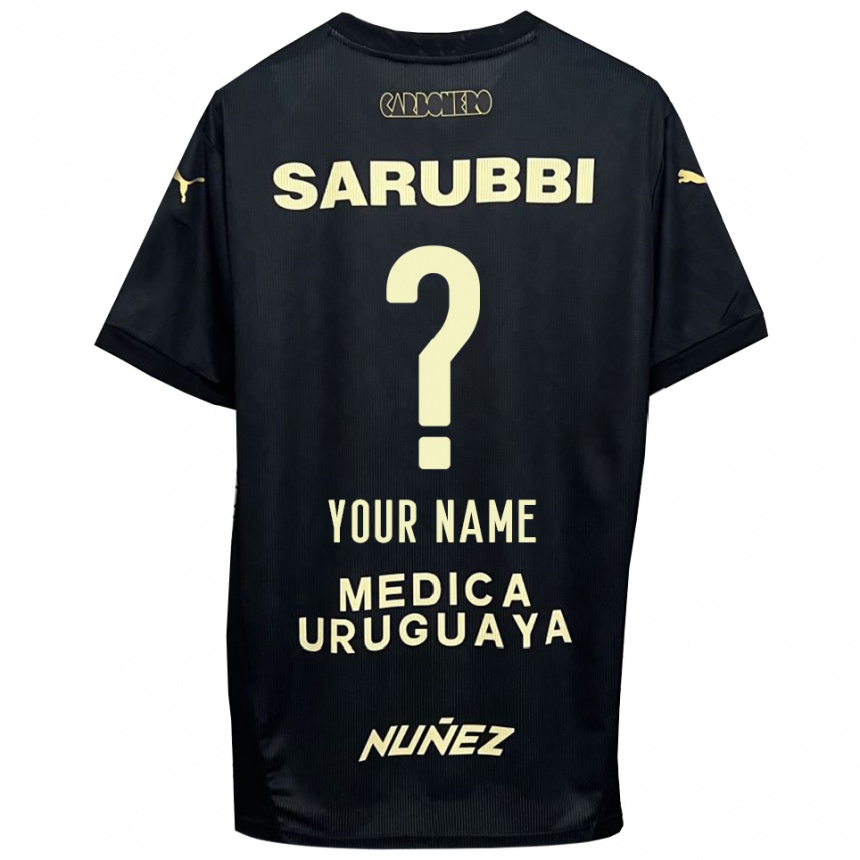 נשים כדורגל השם שלך #0 שחור זהב הרחק ג'רזי 2025/26