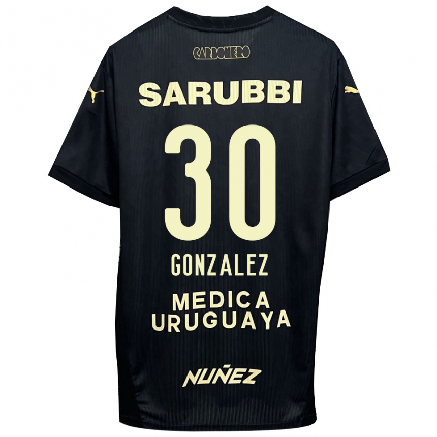 נשים כדורגל אנחל גונזלס #30 שחור זהב הרחק ג'רזי 2025/26