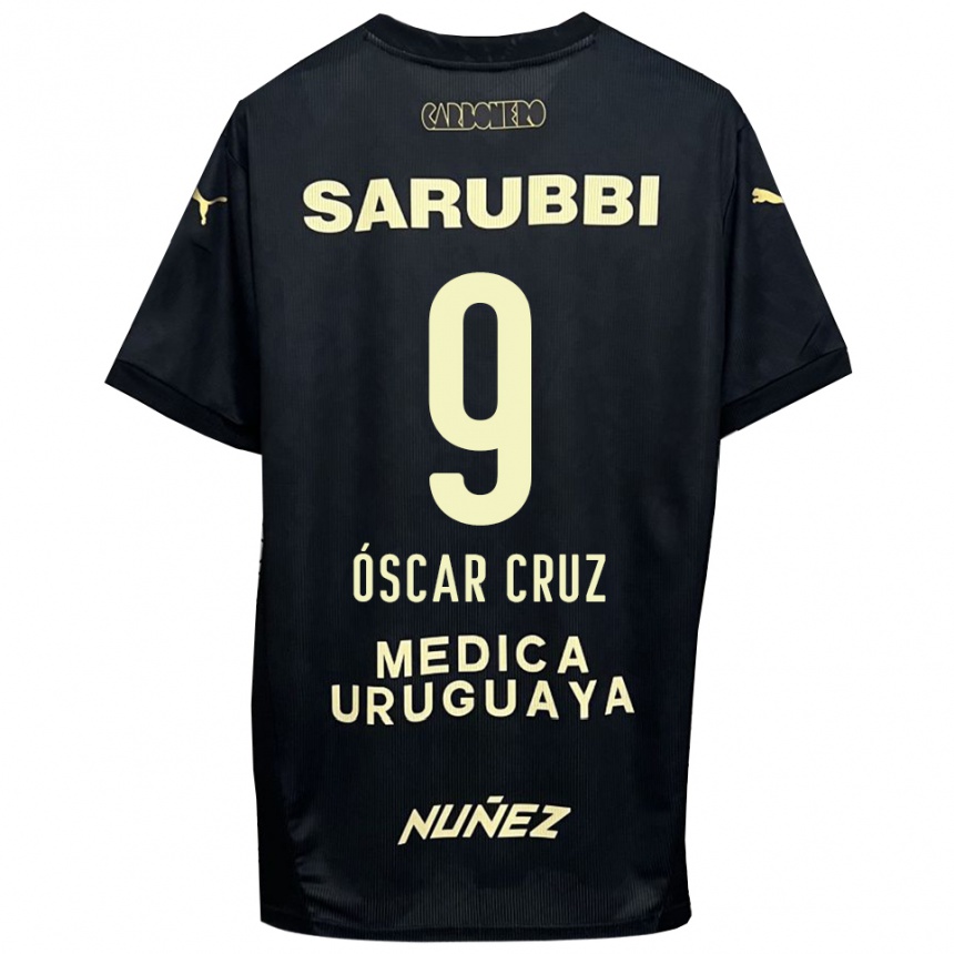נשים כדורגל Óscar Cruz #9 שחור זהב הרחק ג'רזי 2025/26