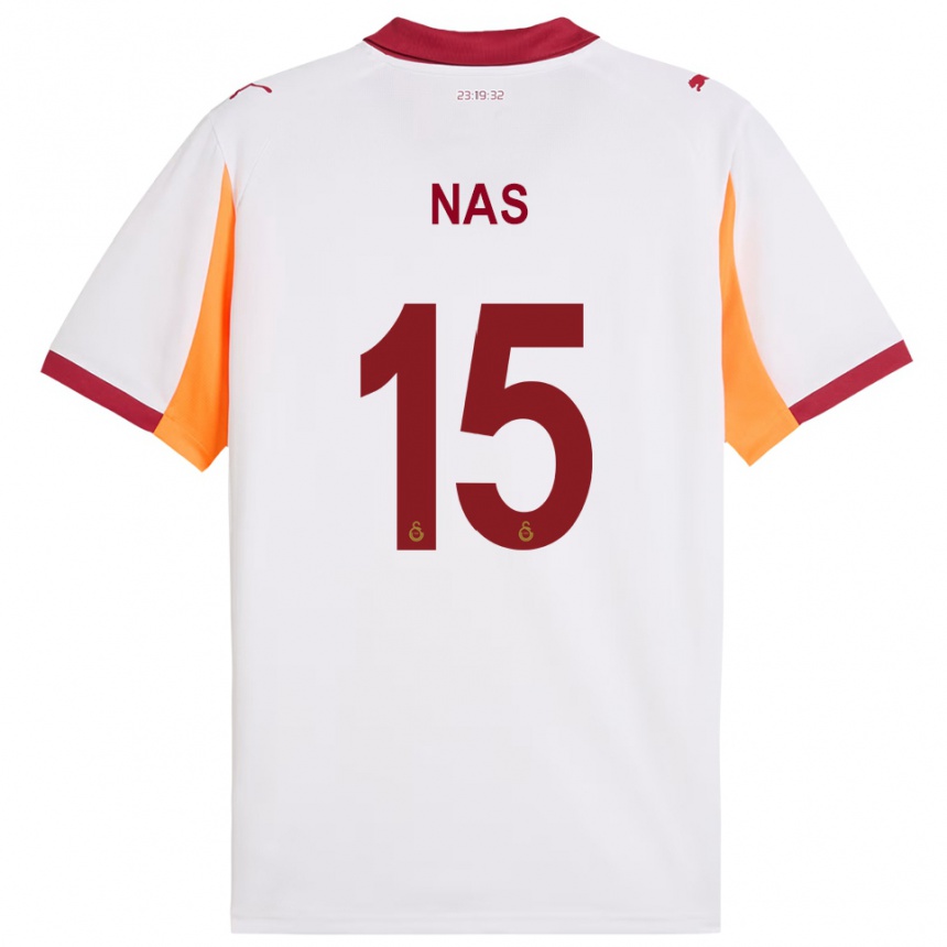 נשים כדורגל Siraçhan Nas #15 לבן אדום הרחק ג'רזי 2025/26
