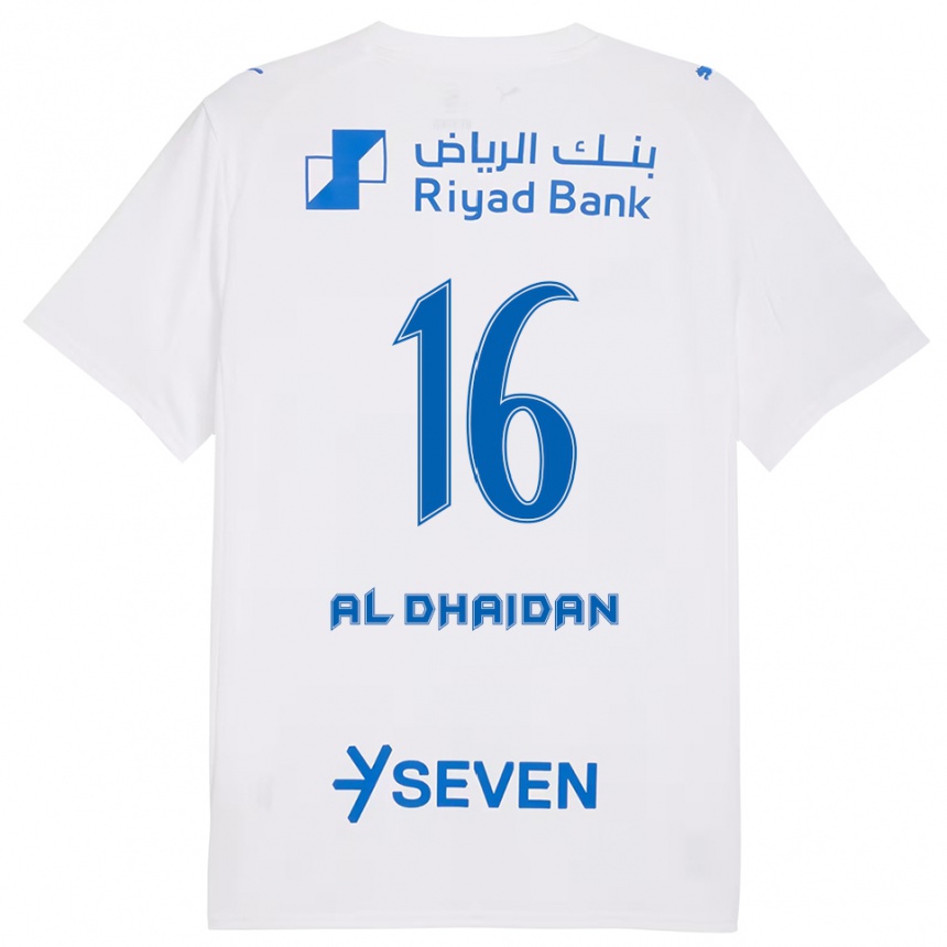 נשים כדורגל Nadia Al-Dhaidan #16 לבן כחול הרחק ג'רזי 2025/26