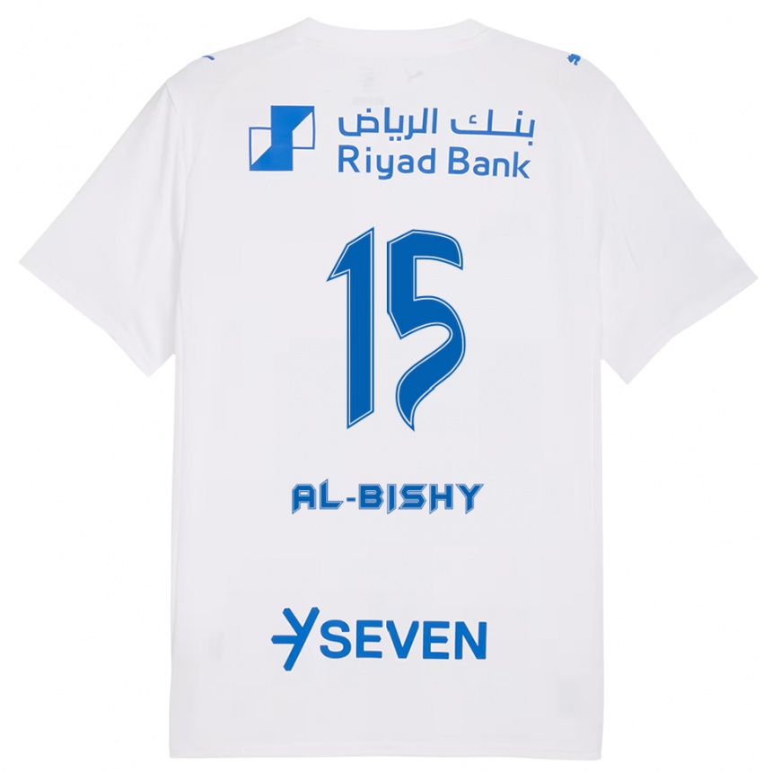 נשים כדורגל Bder Abdulaziz Al-Bishy #15 לבן כחול הרחק ג'רזי 2025/26 נשים כדורגל Bder Abdulaziz Al-Bishy #15 לבן כחול הרחק ג'רזי 2025/26