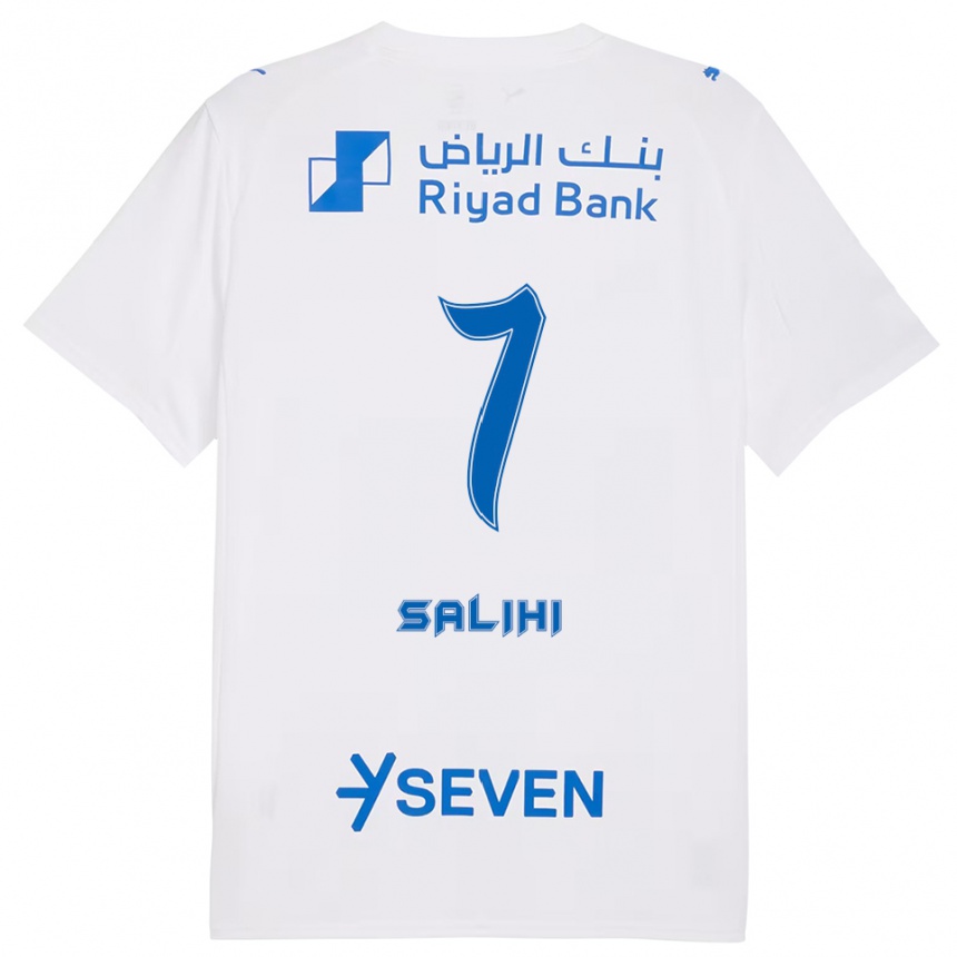 נשים כדורגל Shokhan Salihi #7 לבן כחול הרחק ג'רזי 2025/26