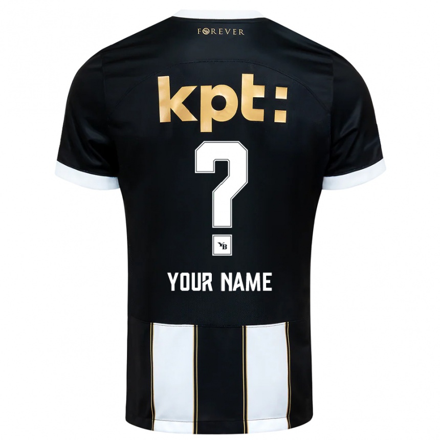 נשים כדורגל השם שלך #0 שחור לבן הרחק ג'רזי 2025/26