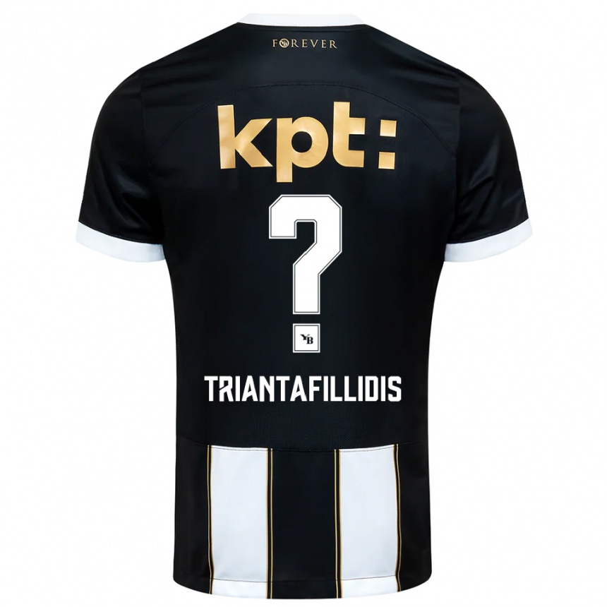 נשים כדורגל נווין טריאנטאפילידיס #0 שחור לבן הרחק ג'רזי 2025/26