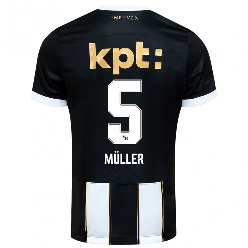 נשים כדורגל Loy Müller #5 שחור לבן הרחק ג'רזי 2025/26