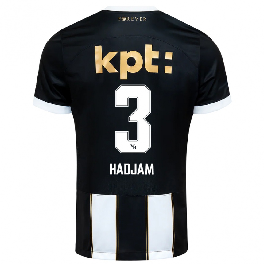 נשים כדורגל Jaouen Hadjam #3 שחור לבן הרחק ג'רזי 2025/26