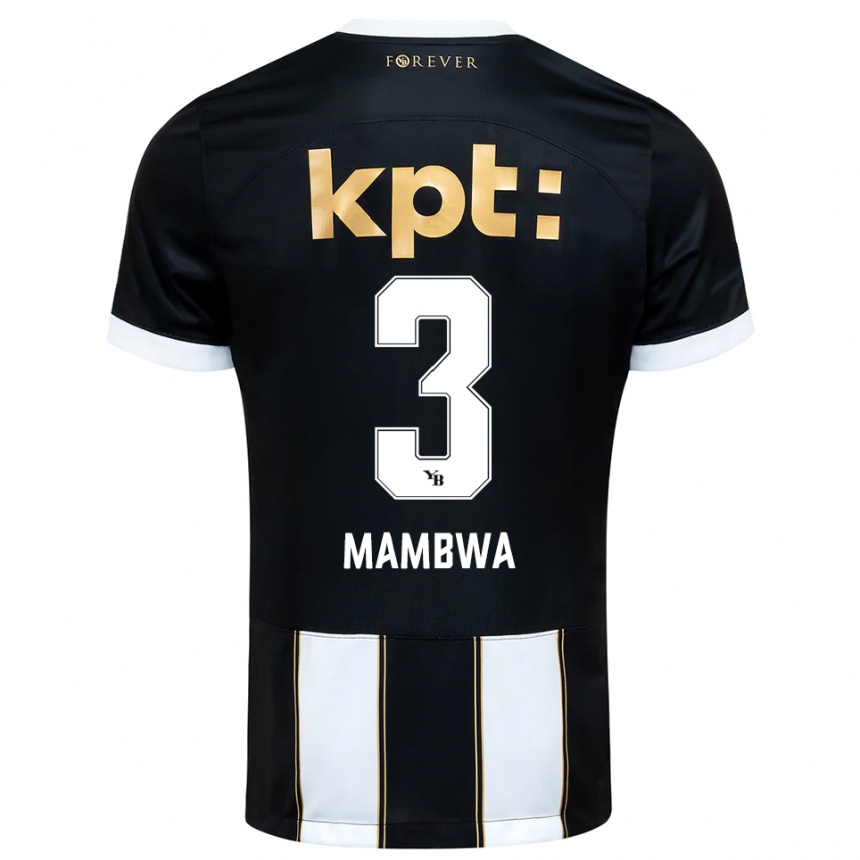 נשים כדורגל Olivier Mambwa #3 שחור לבן הרחק ג'רזי 2025/26