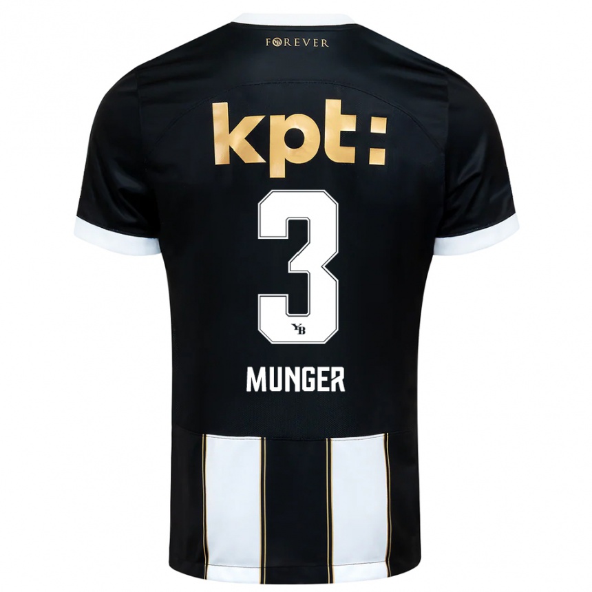 נשים כדורגל Noa Münger #3 שחור לבן הרחק ג'רזי 2025/26