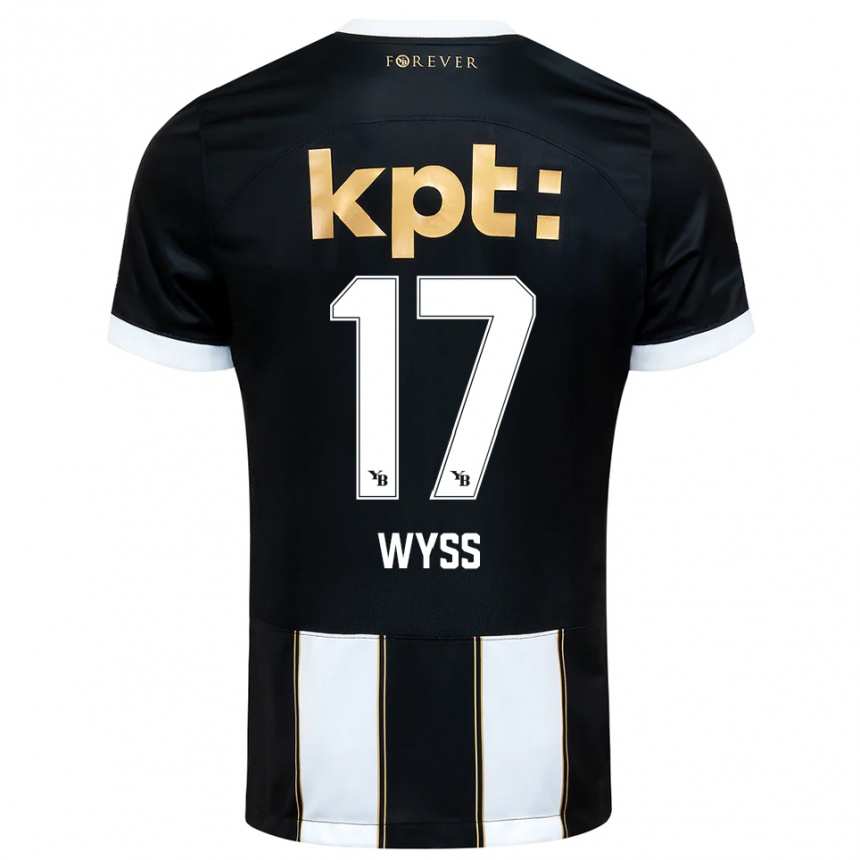 נשים כדורגל Ryan Wyss #17 שחור לבן הרחק ג'רזי 2025/26