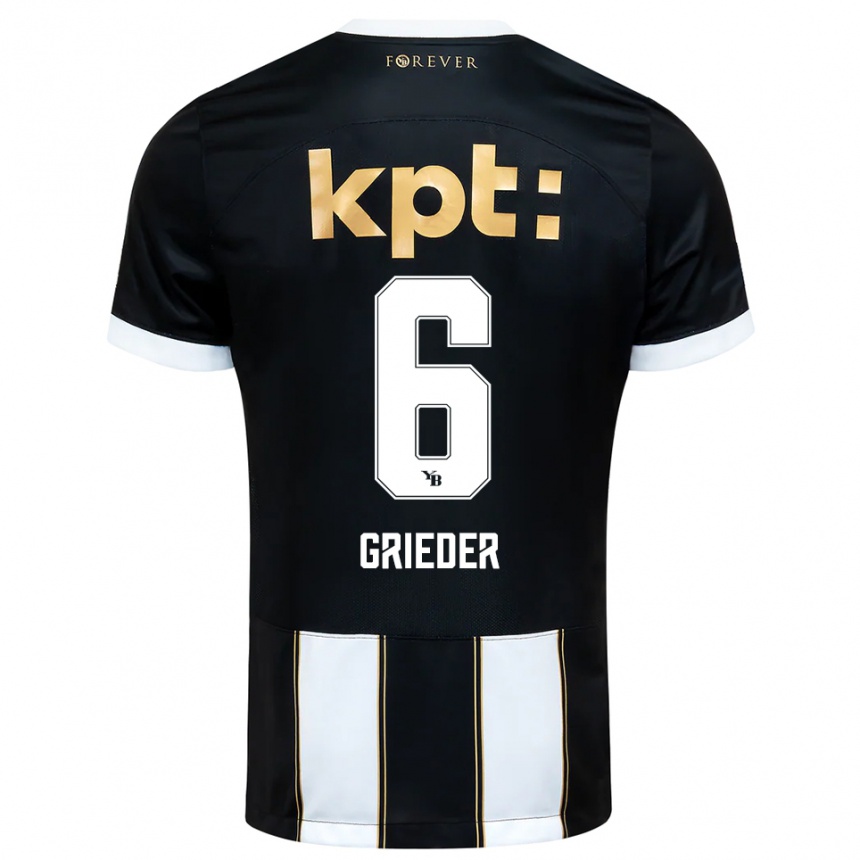 נשים כדורגל Lionel Grieder #6 שחור לבן הרחק ג'רזי 2025/26