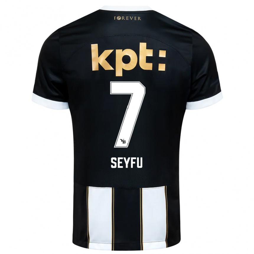 נשים כדורגל Josiah Seyfu #7 שחור לבן הרחק ג'רזי 2025/26