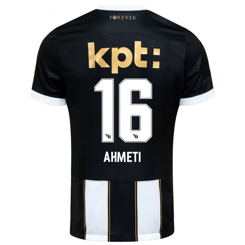 נשים כדורגל Donart Ahmeti #16 שחור לבן הרחק ג'רזי 2025/26