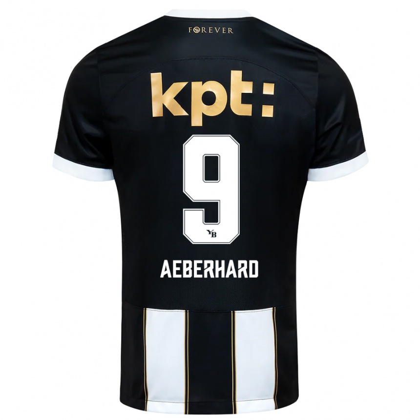 נשים כדורגל Ben Aeberhard #9 שחור לבן הרחק ג'רזי 2025/26