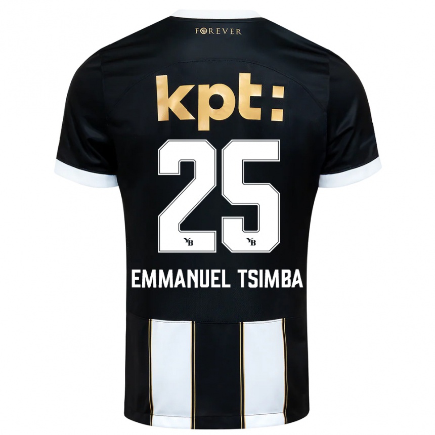 נשים כדורגל Felix Emmanuel Tsimba #25 שחור לבן הרחק ג'רזי 2025/26