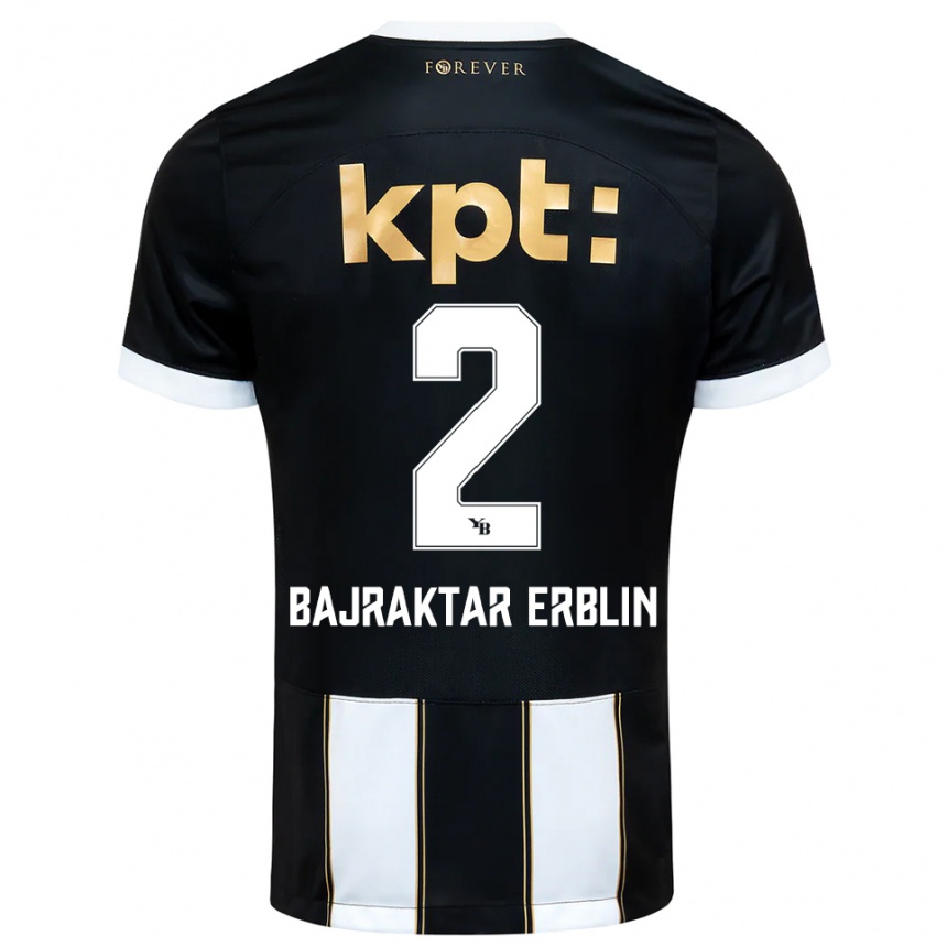 נשים כדורגל Erblin Bajraktar #2 שחור לבן הרחק ג'רזי 2025/26