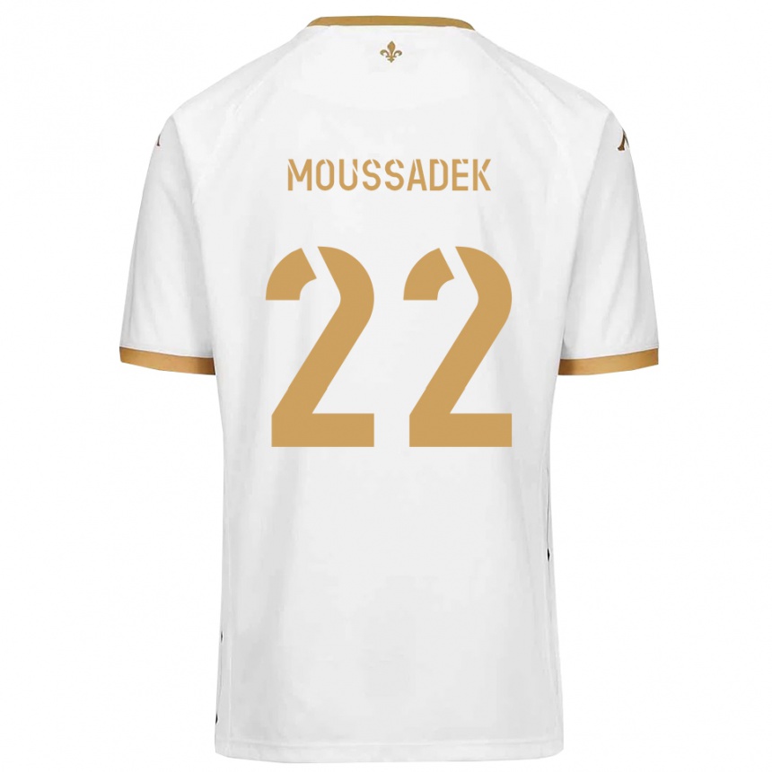 נשים כדורגל Djamal Moussadek #22 לבן זהב הרחק ג'רזי 2025/26