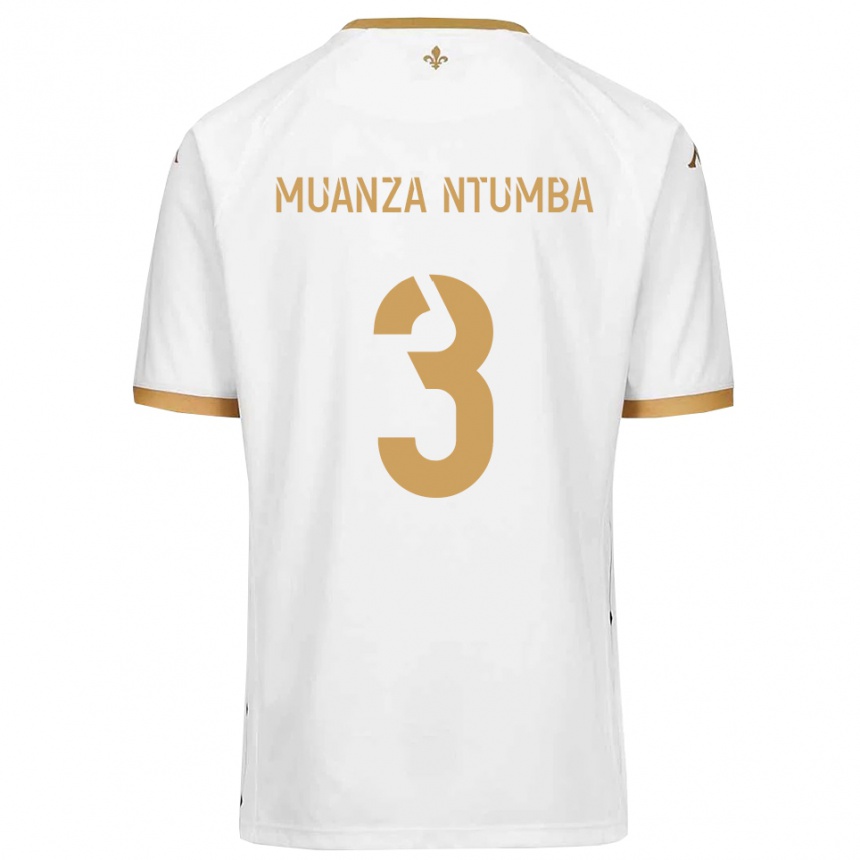נשים כדורגל Olivier Muanza Ntumba #3 לבן זהב הרחק ג'רזי 2025/26